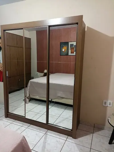 foto de Guarda Roupa Casal Mônaco Madesa 3 Portas Correr De Espelho Cor Branco