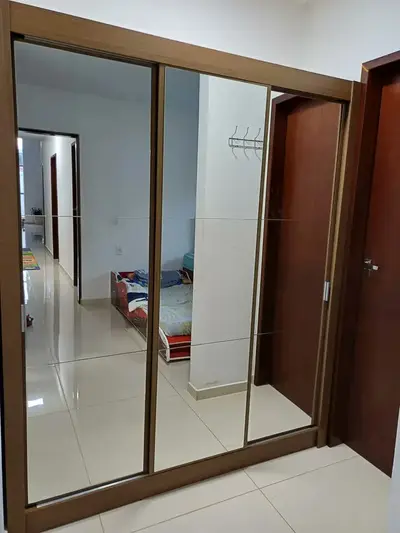 foto de Guarda Roupa Casal Mônaco Madesa 3 Portas Correr De Espelho Cor Branco