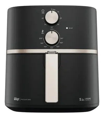 foto de Fritadeira Elétrica Wap Air Fryer Grand Family 5,2l 1500w Cor Preto e Cinza