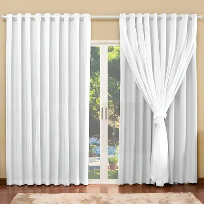 foto de Cortina Blackout com voil para quarto e sala tamanho 4,00 x 2,70 na cor Branco Gelo