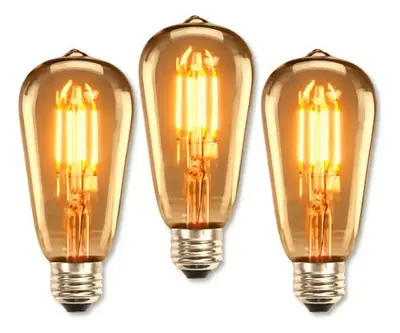 foto de Kit 3 Lâmpada Filamento Led Homefy Decorativa Retrô Vintage Âmbar Branco-quente ST64
