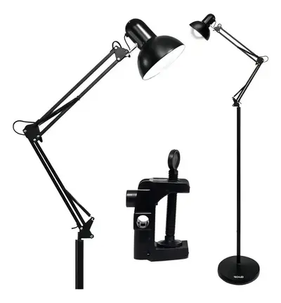 foto de Techled Luminária De Chão Articulada 1,9m Abajur De Chão Escritório Cor Da Estrutura Preto