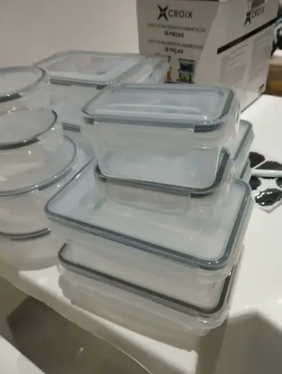 foto de Conjunto 16 Potes Herméticos Croix Empilhavel Tampa E Trava Cor Transparente