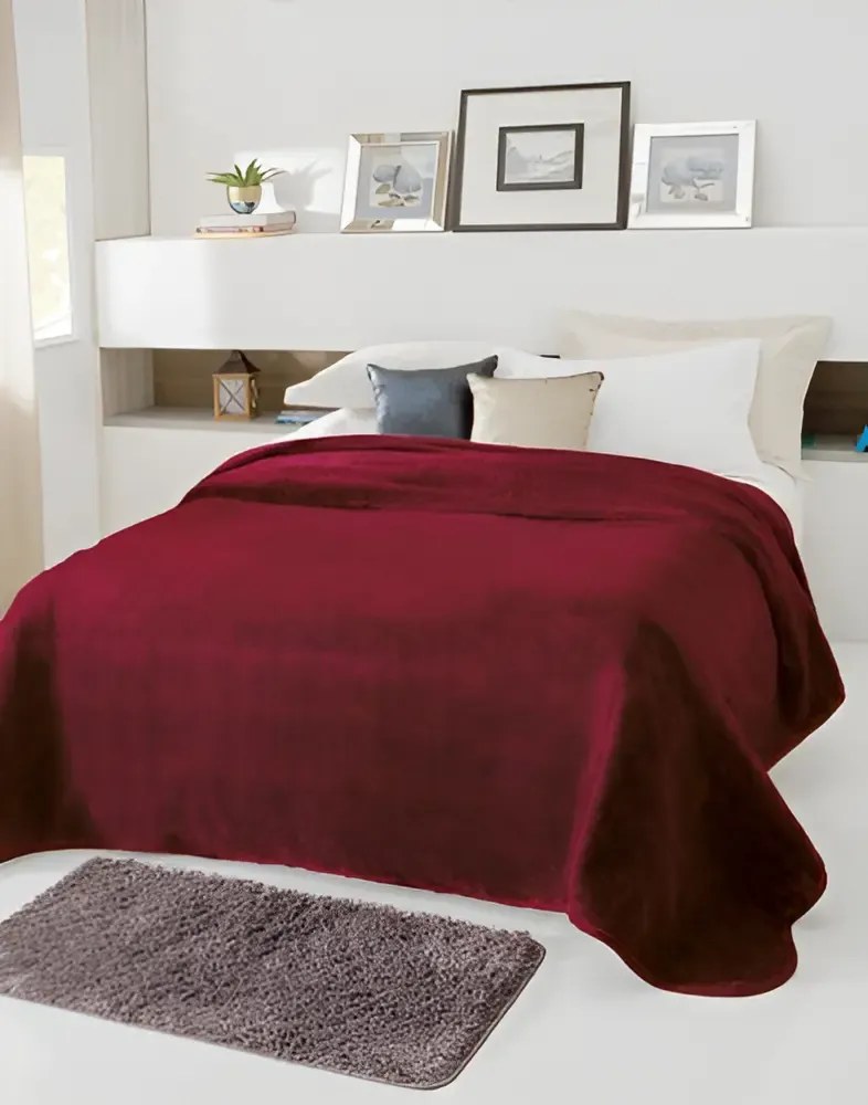 Cobertor Jolitex Ternille Kyor Kyör plus casal cor carmim com design chamonix de 220cm x 180cm