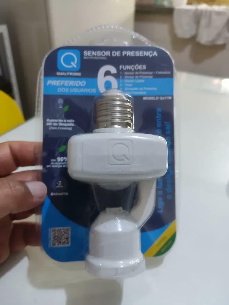 foto de Sensor de Presença Qualitronix com Fotocélula E27 Branco 360°