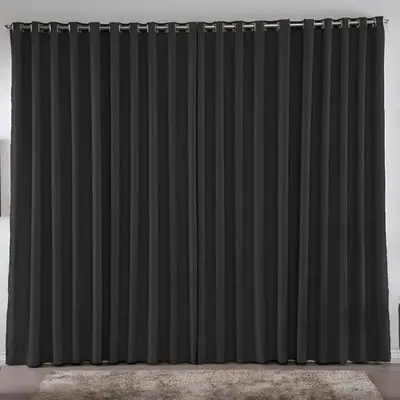 foto de Cortina 4,00x2,80 Metros Blackout Blecaute Preto Corta Luz Em Tecido Grosso Para Quarto E Sala Texfine