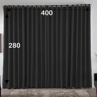 foto de Cortina 4,00x2,80 Metros Blackout Blecaute Preto Corta Luz Em Tecido Grosso Para Quarto E Sala Texfine
