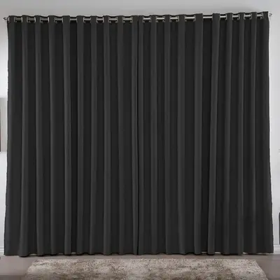 foto de Cortina 4,00x2,80 Metros Blackout Blecaute Preto Corta Luz Em Tecido Grosso Para Quarto E Sala Texfine