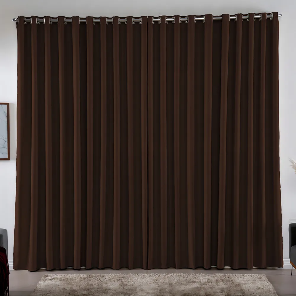 foto de Cortina 2,00x1,80 Metros Blackout Blecaute Tabaco Corta Luz Em Tecido Grosso Para Quarto E Sala Casa Laura Enxovais