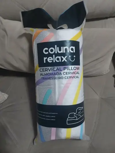 foto de Travesseiro Cervical Nasa - Coluna Relax - Carvão Ativado Cor branco e cinza