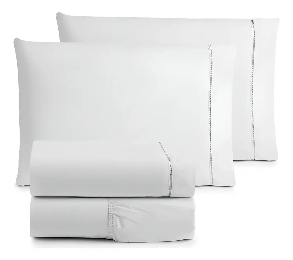 foto de Jogo de Cama Queen 4 Peças 400 Fios Algodão Branco Vilma Enxovais
