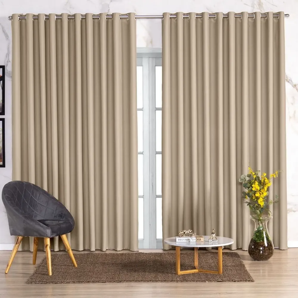 foto de Cortina Blackout Grande Para Sala 3,00 X 2,20 Em Tecido Luxo