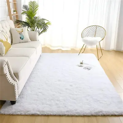 foto de Tapete 2x1,5 Sala Peludo Quarto Cores Variadas Cor Branco Desenho Do Tecido Pelo Alto