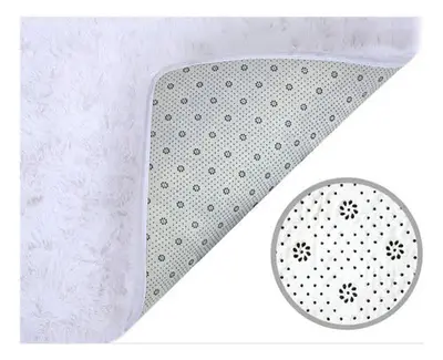 foto de Tapete 2x1,5 Sala Peludo Quarto Cores Variadas Cor Branco Desenho Do Tecido Pelo Alto