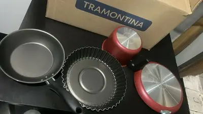 foto de Jogo Panelas 12 Peças Antiaderente Alumínio Turim Tramontina Cor Vermelho