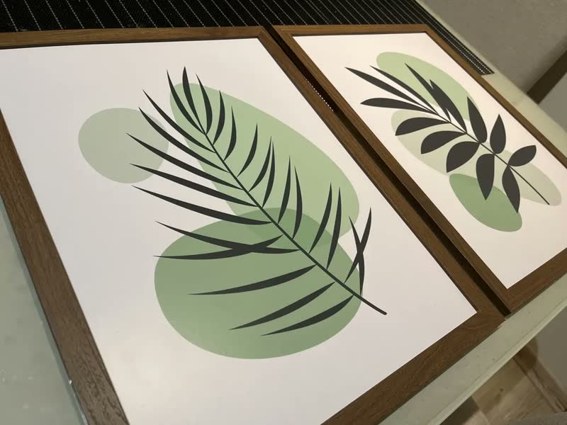 foto de Quadro Decorativo Boho Botânico Folhas Sala  Quarto Casal