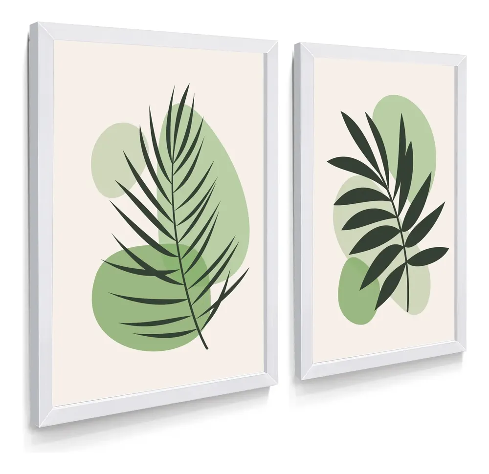 Quadro Decorativo Boho Botânico Folhas Sala  Quarto Casal