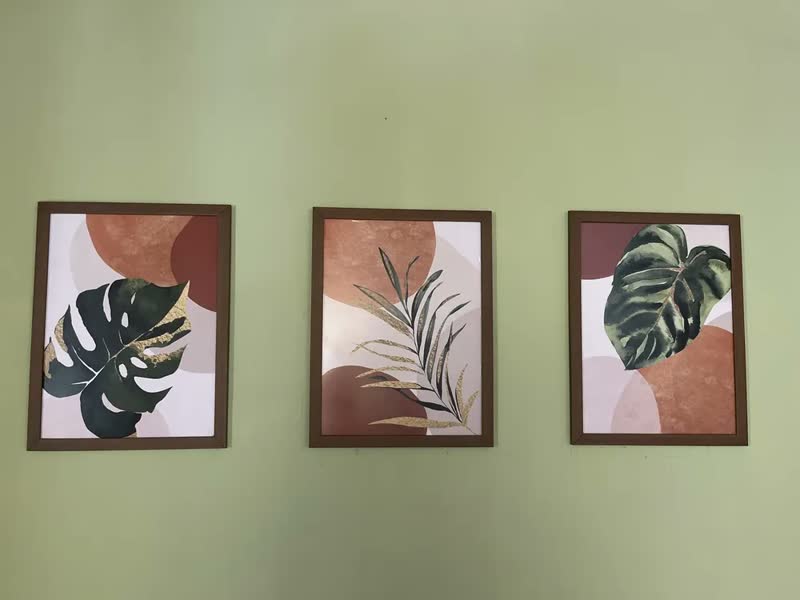 foto de Quadro Decorativo Boho Botânico Gold Para Sala Quarto Casal
