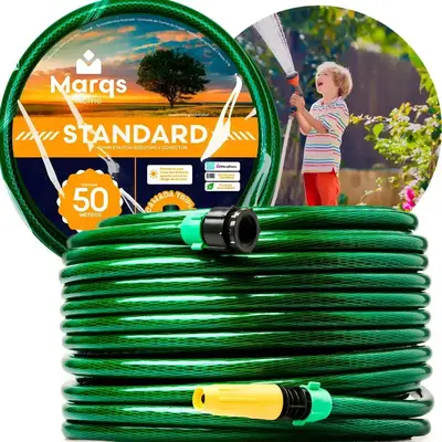 foto de Mangueira De Jardim 50m Metros Com Esguicho Trançada Reforçada Flexível 7/16 Anti Dobra Irrigação Quintal Poço Lavagem Durável Marqs Home