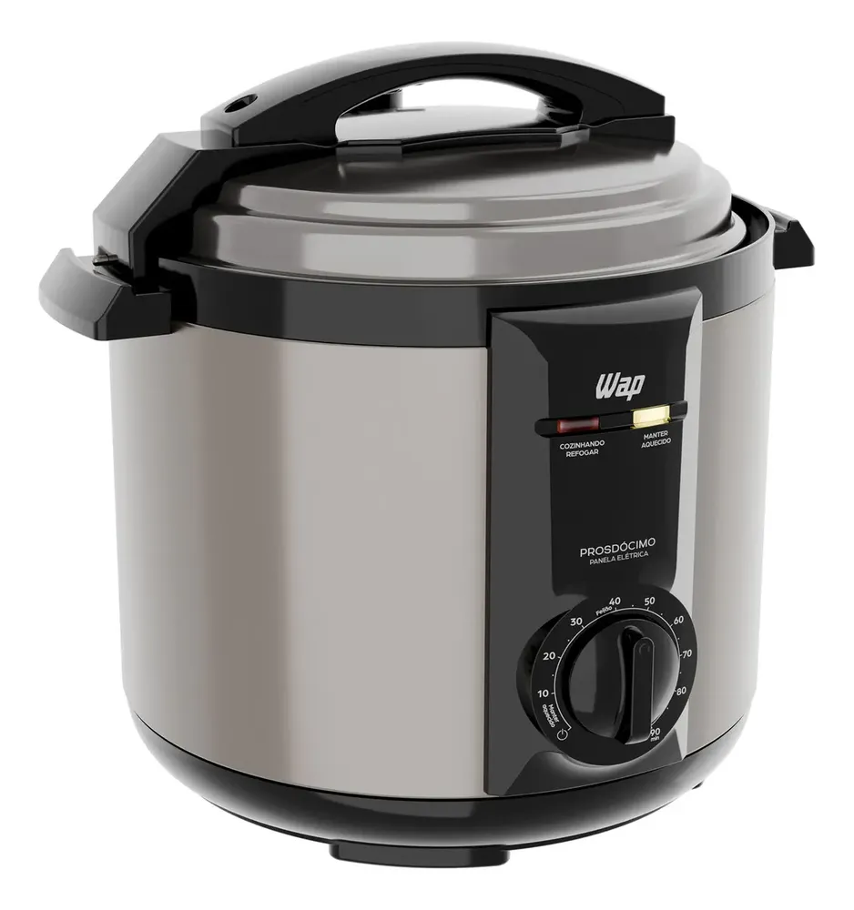 foto de Panela de Pressão Elétrica WAP Wppe2 5 Llitro Antiaderente 900W Inox e Preta