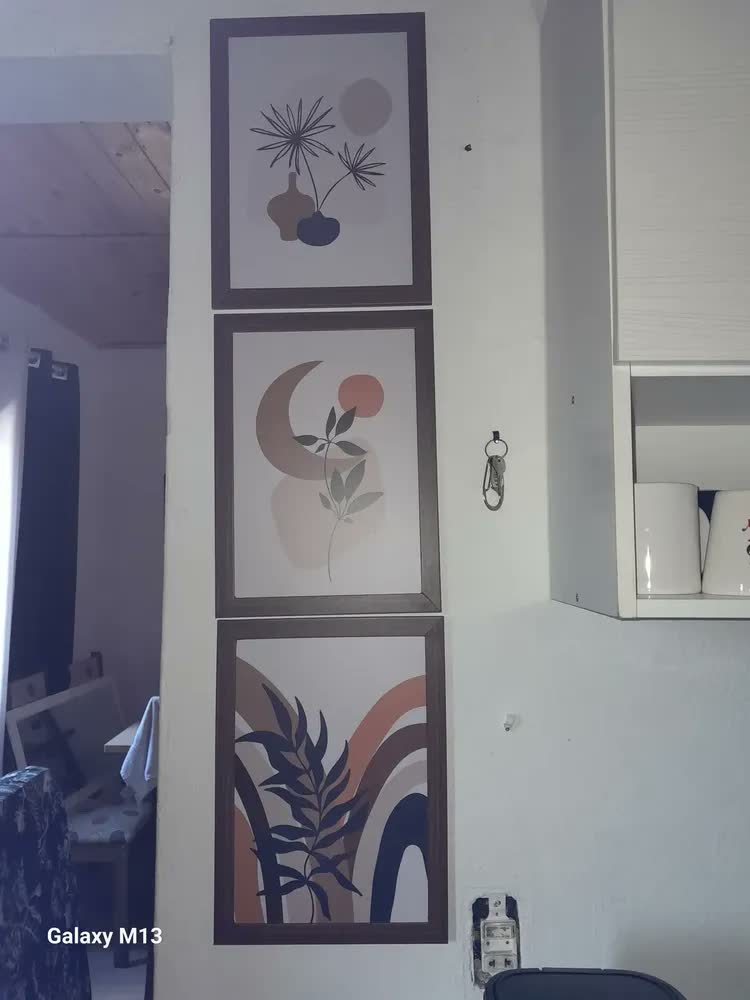 foto de Quadro Decorativo Terracota Boho Folhas Sala Quarto Casal