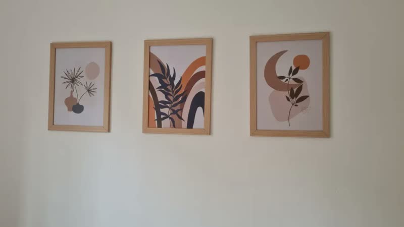 foto de Quadro Decorativo Terracota Boho Folhas Sala Quarto Casal