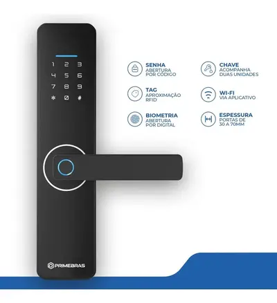 foto de Fechadura Digital Eletrônica Senha Biometria E App Primebras