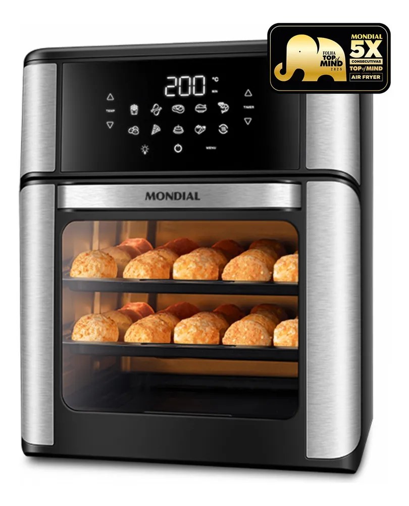 foto de Fritadeira Air Fryer Forno Oven 12L, Mondial, 2000W - AFON-12L-BI