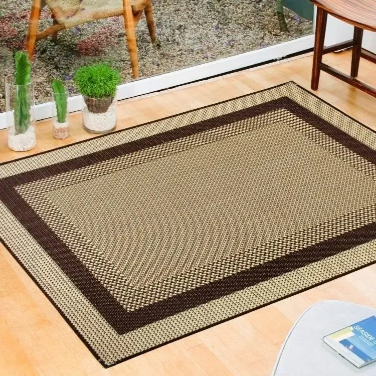 foto de Tapete Sala Não Escorrega Sisal 2,00x1,50 Limpa Fácil cor bege-marrom