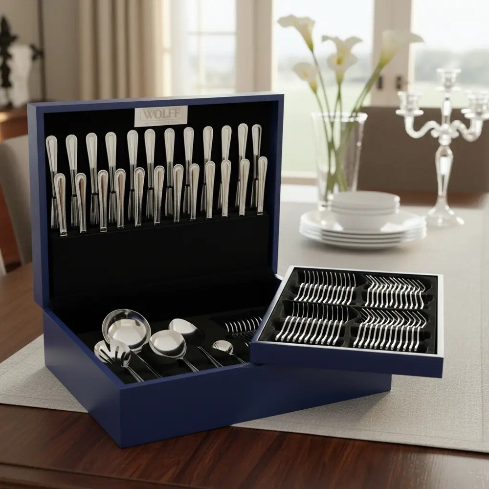 Faqueiro Wolff 101 Pc De Aço Inox C/estojo Pérola
