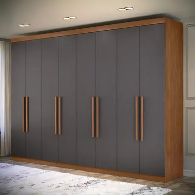 foto de Guarda Roupa Casal Grande Master New 8 Portas 4 Gavetas Cor Jatoba/Grafite