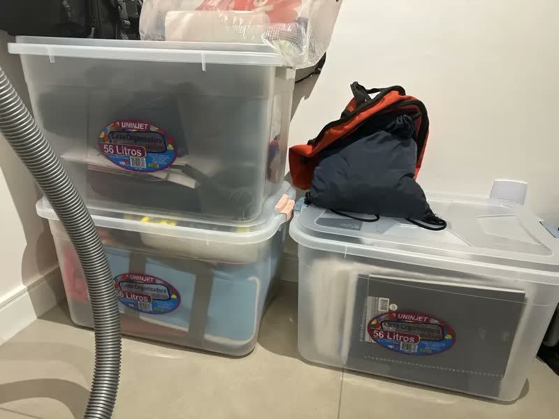 foto de Kit 2 Caixas Organizadora Multiuso Transparente 56 Litros