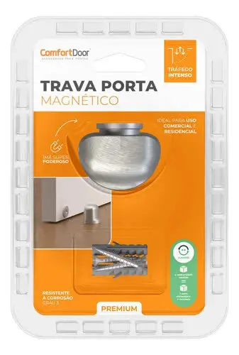 foto de Trava Porta Magnético Premium Comfort Door - Escovado