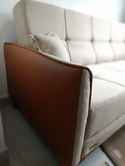 foto de Sofá Cama Sérvia 2,00m Bege Linho Rústico - King House