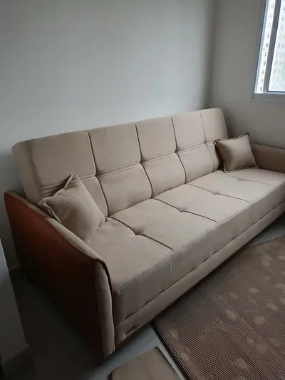 foto de Sofá Cama Sérvia 2,00m Bege Linho Rústico - King House