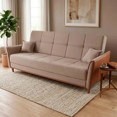 foto de Sofá Cama Sérvia 2,00m Bege Linho Rústico - King House