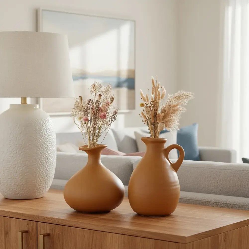 Dupla De Vaso Bojudo E Jarro Boho Decoração De Sala E Casa