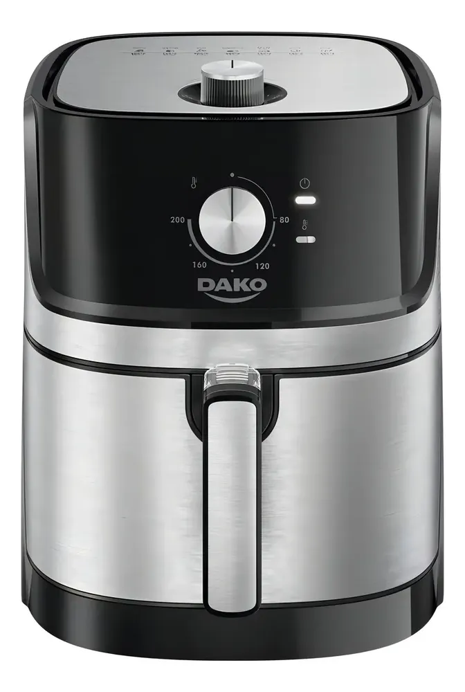foto de Fritadeira Air Fryer Dako 5 Litros Preto/inox Com Painel Analógico E Potência De 1700w 127V
