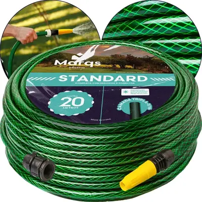 foto de Mangueira Jardim 20m Metros Com Esguicho Trançada Reforçada Flexível 7/16 Anti Dobra Irrigação Quintal Poço Lavagem Durável Marqs Home
