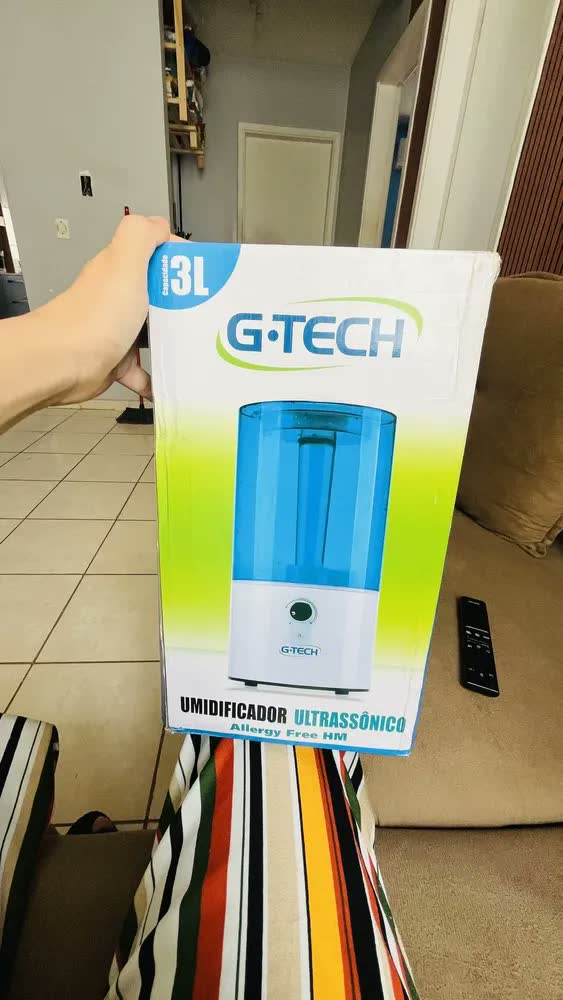 foto de Umidificador De Ar Ultrasônico 3l Free Hm G-tech Cor Branco e Azul-claro