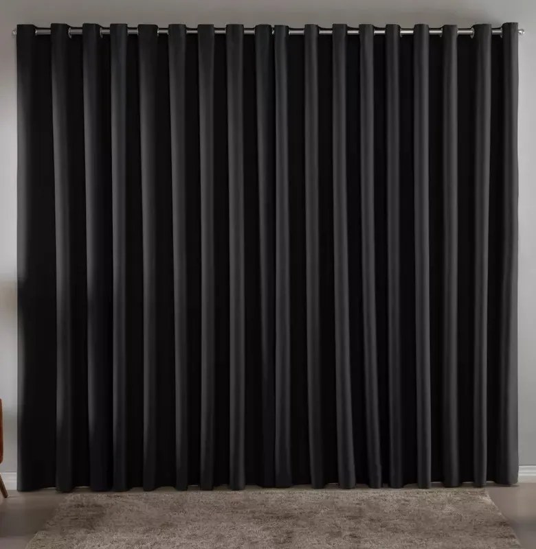 Cortina Blackout Em Tecido 3,00x2,80 Corta Luz Cor Preta