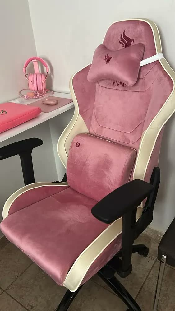 foto de Cadeira Gamer Pichau Pch-omgs-pwt Omega S, Rosa E Creme Giratória