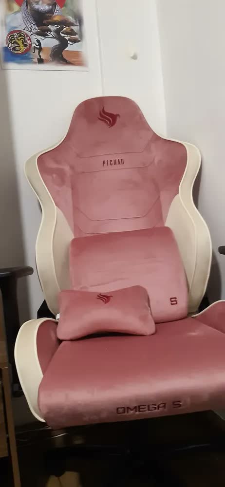 foto de Cadeira Gamer Pichau Pch-omgs-pwt Omega S, Rosa E Creme Giratória