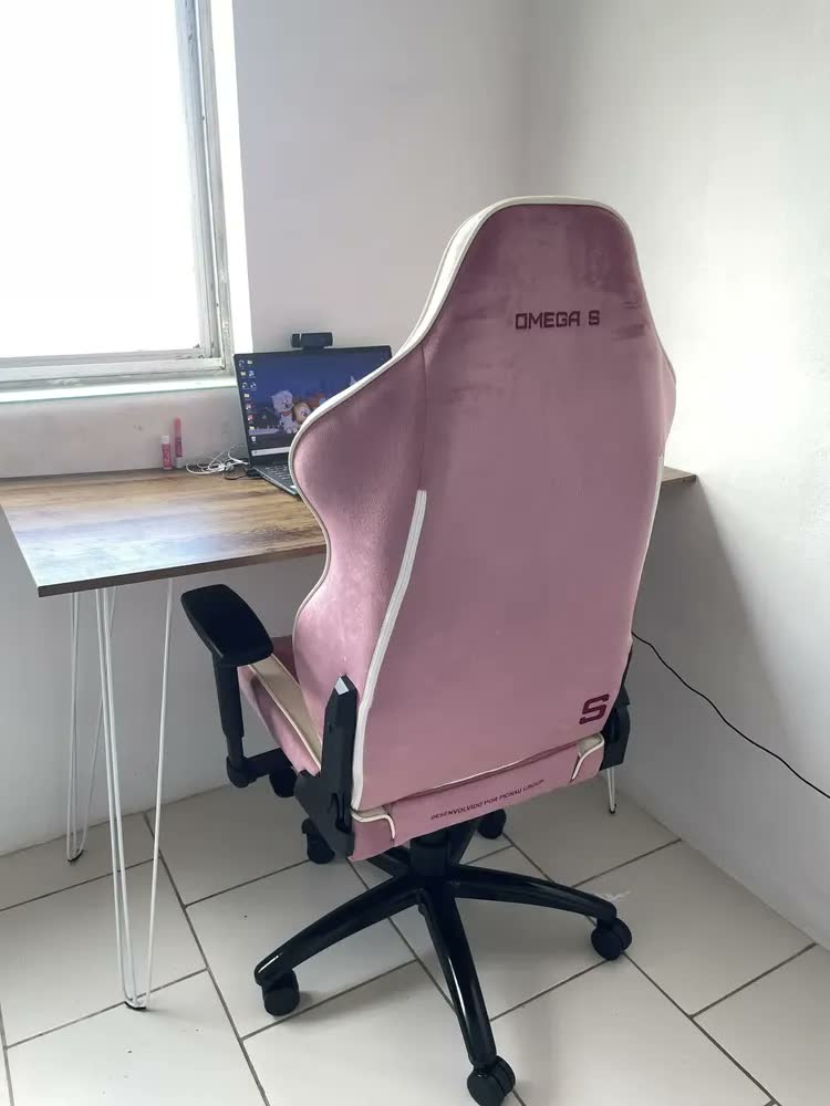 foto de Cadeira Gamer Pichau Pch-omgs-pwt Omega S, Rosa E Creme Giratória