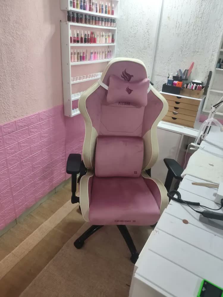 foto de Cadeira Gamer Pichau Pch-omgs-pwt Omega S, Rosa E Creme Giratória