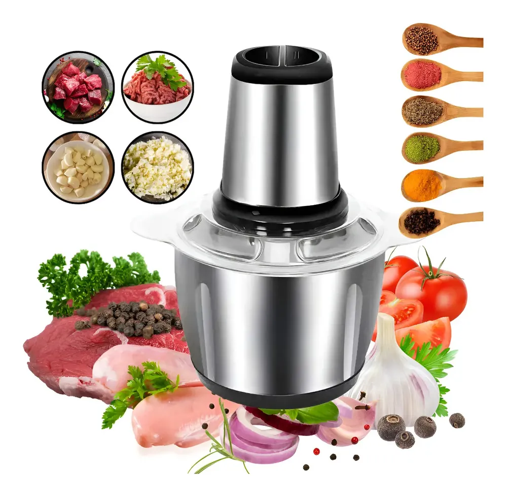 Triturador De Alimentos 2l Moedor Carne Processador Eletríca