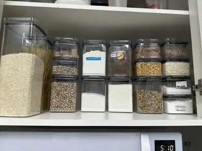 foto de Kit 17 Potes Herméticos Acrílicos Empilháveis Quadrados Transparente para Cozinha e Despensa