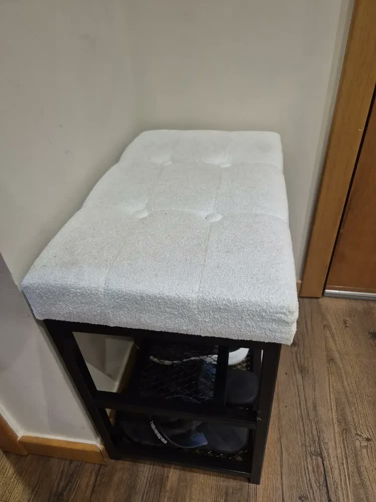 foto de Sapateira Banco Estofado Boucle Macio 50cm 2 Prateleiras