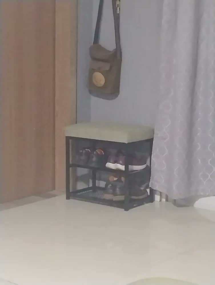 foto de Sapateira Banco Estofado Boucle Macio 50cm 2 Prateleiras