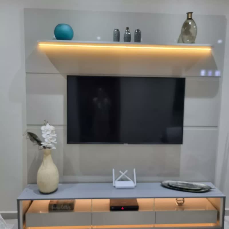 foto de Rack Com Painel Ripado Para Tv Até 85 Polegadas Led 3 Idwt